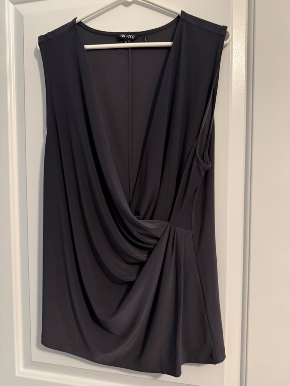 NIC+ZOE Charcoal Draped Twist Front Sleeveless Top-size XL